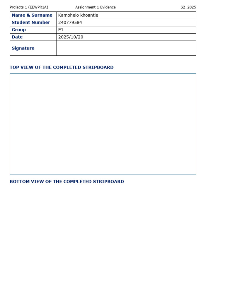 EEWPR1A Assignment 1 Evidence 2025 | PDF