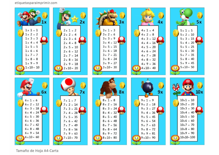 Mario Bros Tablas de Multiplicar | PDF
