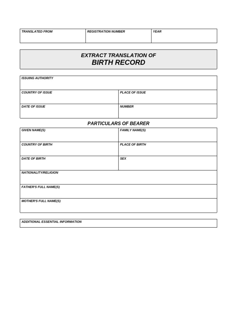 Birth Record Translation Details | PDF