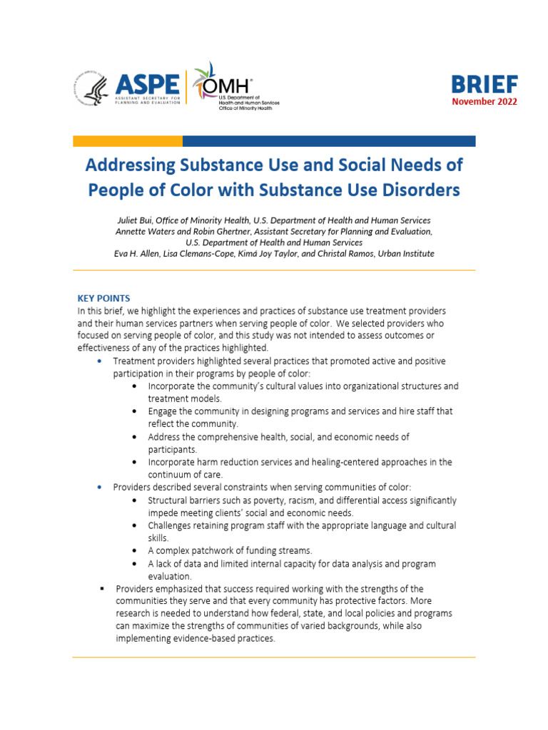 Addressing Substance Use and Social Needs of People of Color | PDF ...