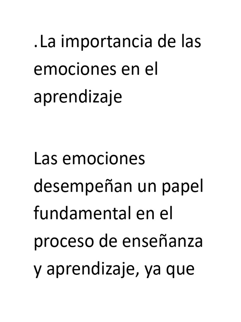 Emociones y su impacto en el aprendizaje | PDF | Las emociones ...