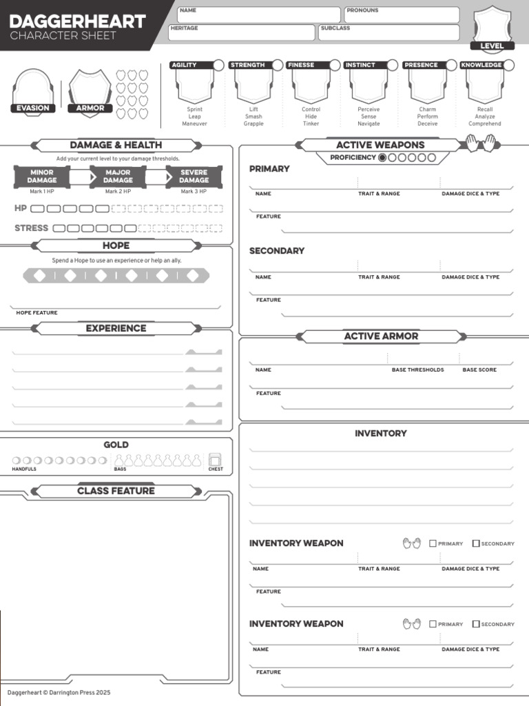 Daggerheart Character Sheet Guide | PDF | Predation | Zoology