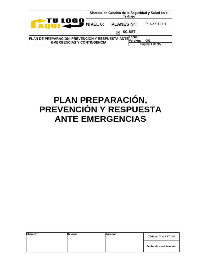 Plan de Emergencias y Contingencias SG-SST | PDF | Seguridad y salud ...