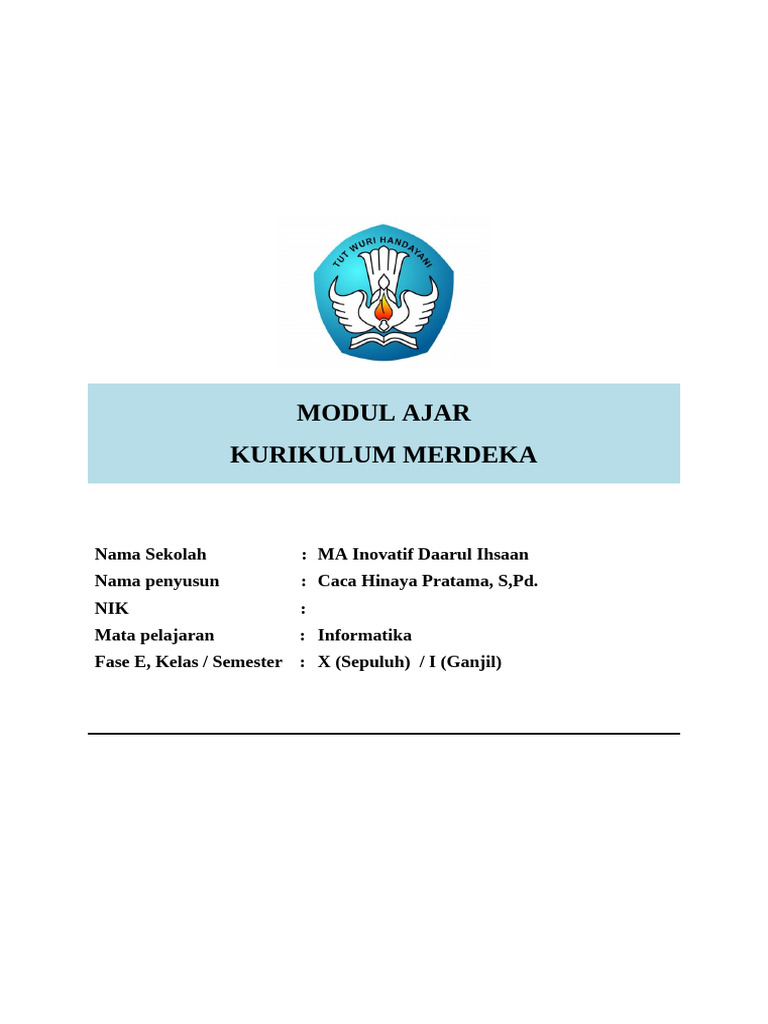 Modul Ajar Informatika Kelas X SMA Fase E Bab 1 - Modulguruku.com | PDF