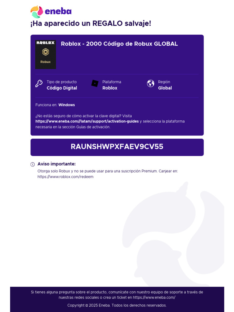 Código Robux Global para Roblox | PDF