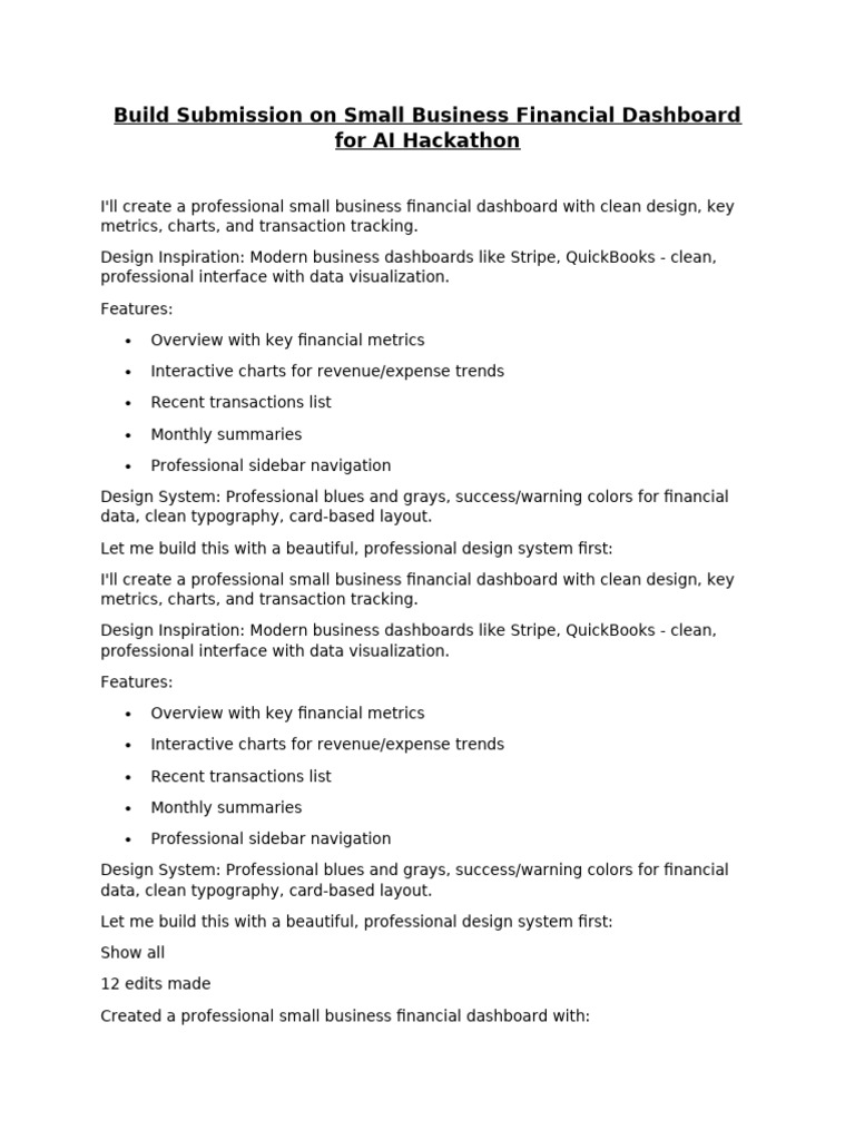 Small Business Financial Dashboard Design | PDF