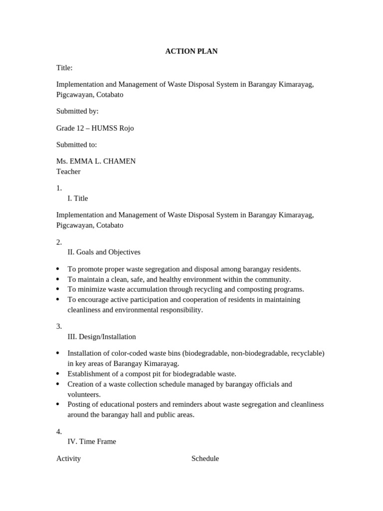 Waste Disposal System Plan for Kimarayag | PDF | Waste Management | Waste