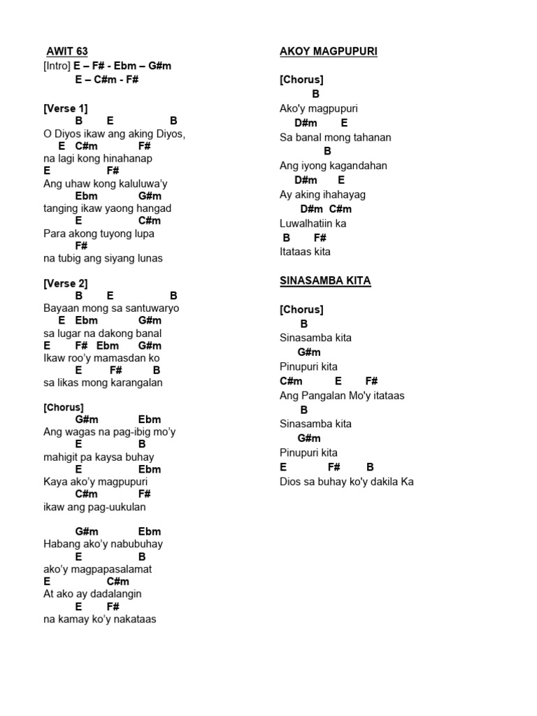 Awit 63 - Akoy Magpupuri | PDF