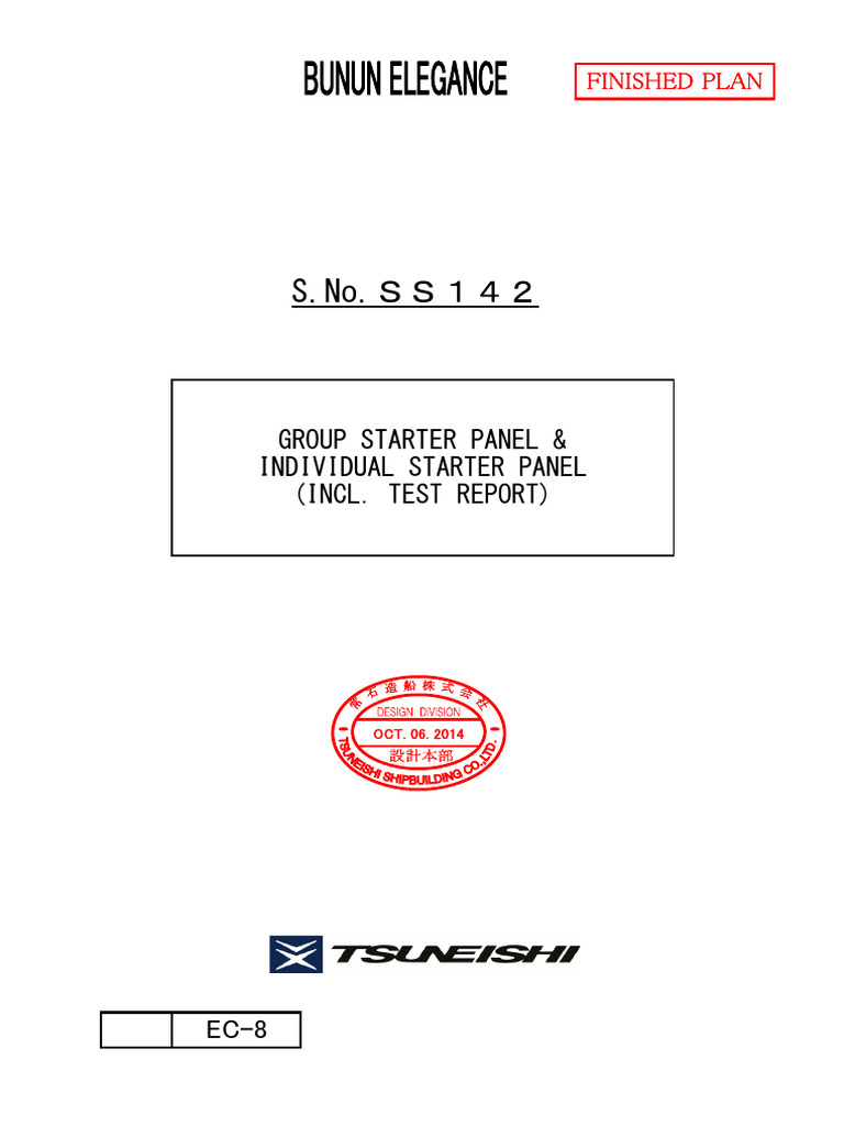 Group Starter Panel Specifications | PDF | Switch | Electric Generator
