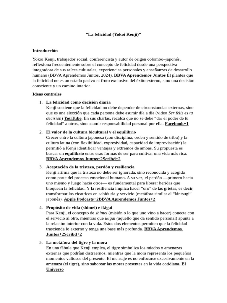 Claves de la felicidad según Yokoi Kenji | PDF | Felicidad | Ciencias ...