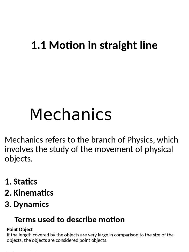 Motion in A Straight Line | PDF | Velocity | Acceleration