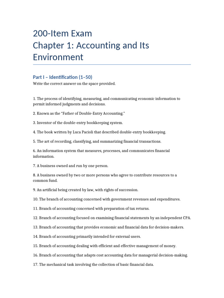 Comprehensive Accounting Exam Guide | PDF | Accounting | Money