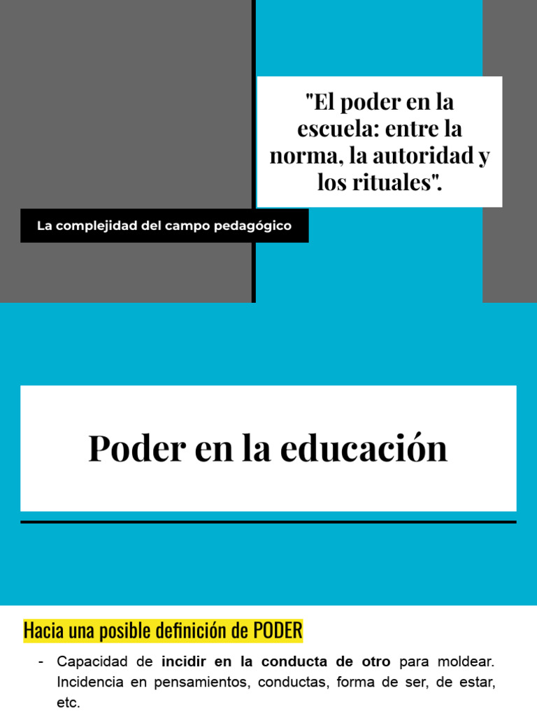 Poder en La Educación, Autoridad Pedagógica y Rituales Escolares | PDF ...