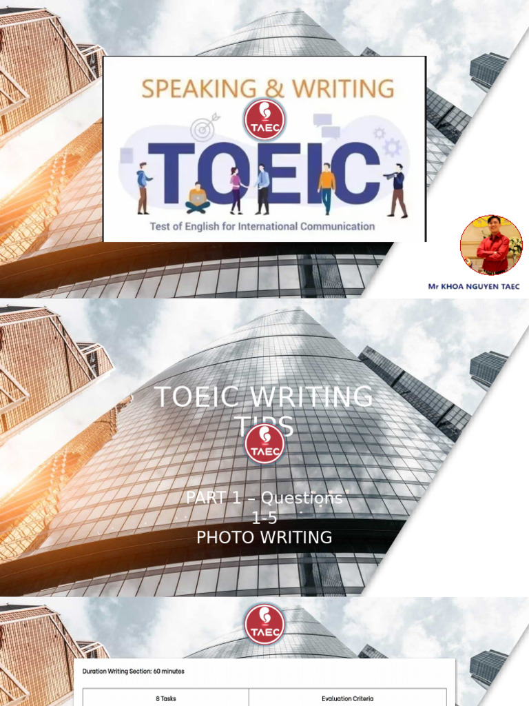Toeic Writing Part 1 - Photos Qs 1-5 Tips | PDF