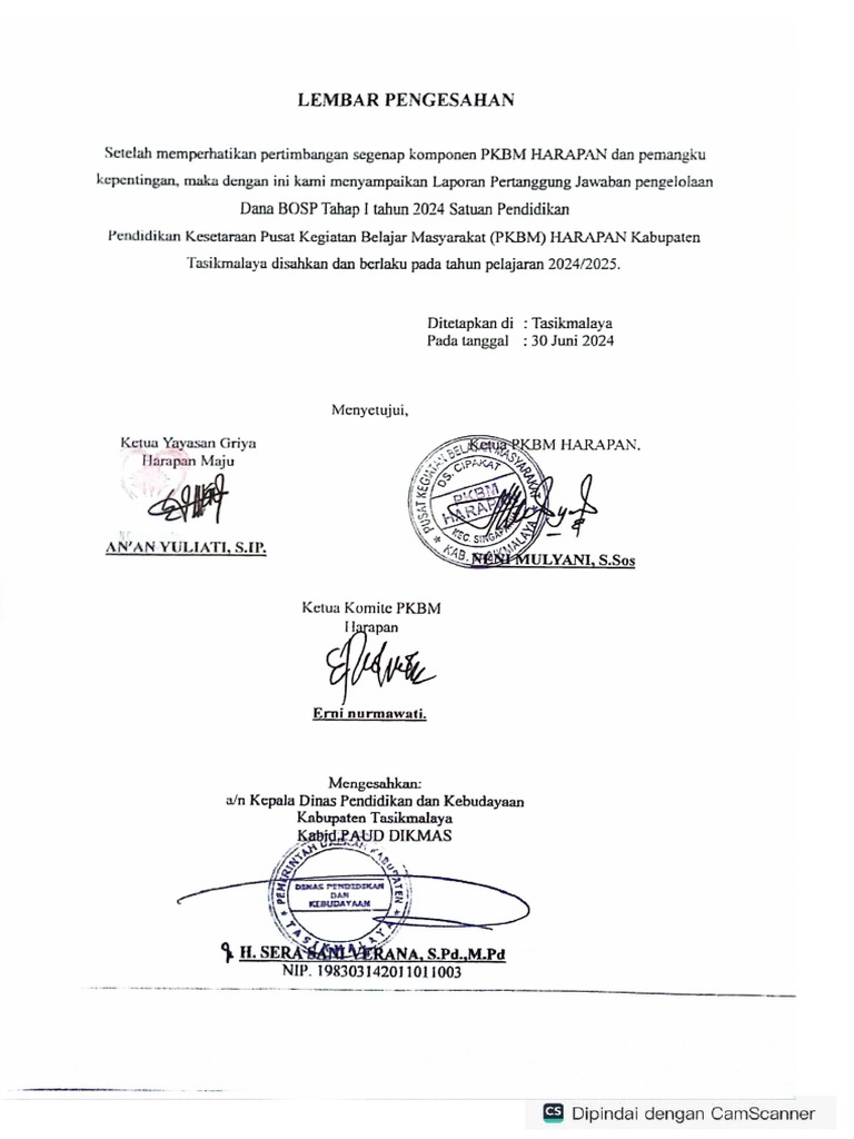 Lembar Pengesahan RKAS. | PDF