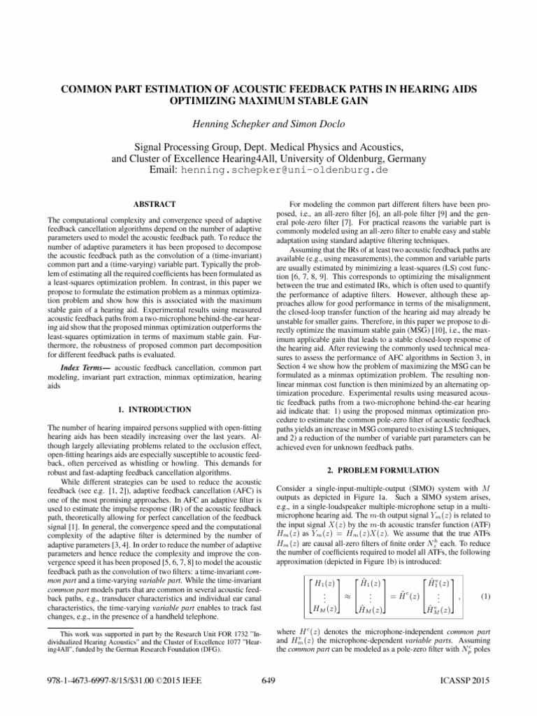 Common Part Estimation of Acoustic Feedback Paths in Hearing Aids ...