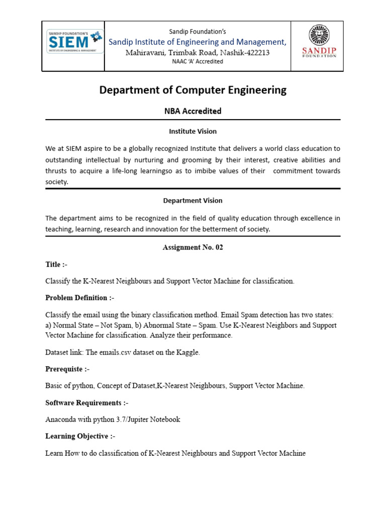Lab Assignment 02.Docx | PDF | Support Vector Machine | Statistical ...