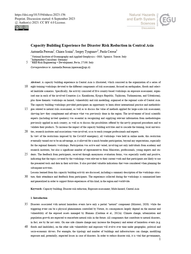 Capacity Building Experience For Disaster Risk Red | PDF | Climate ...