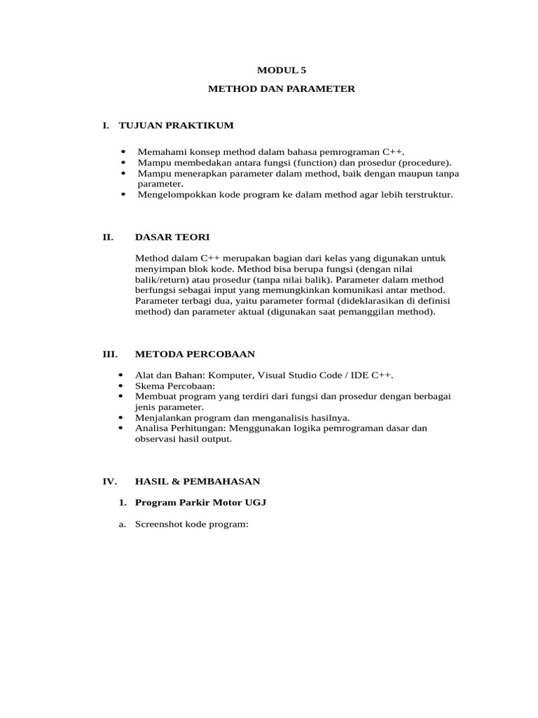 Metode dan Parameter dalam C++ | PDF