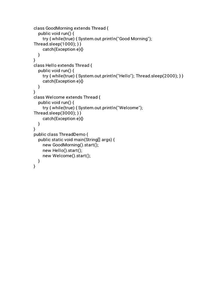 Java Thread Example: Greetings Output | PDF
