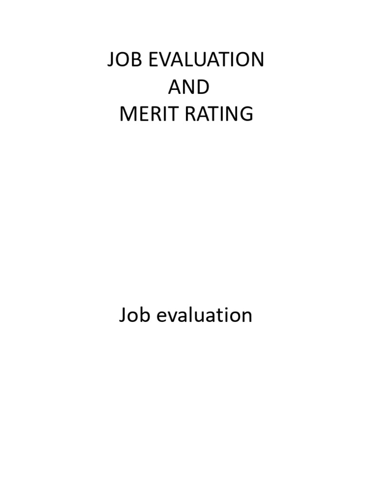 Job Evaluation and Merit Rating Guide | PDF | Occupational Safety And ...