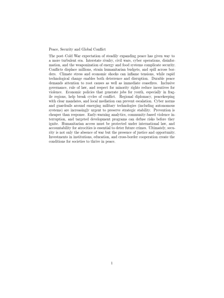 Peace, Security and Global Conflict | PDF