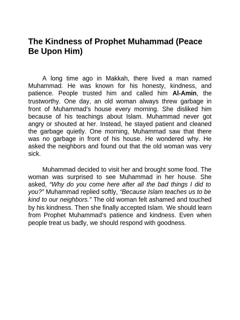 Kindness of Prophet Muhammad Explained | PDF