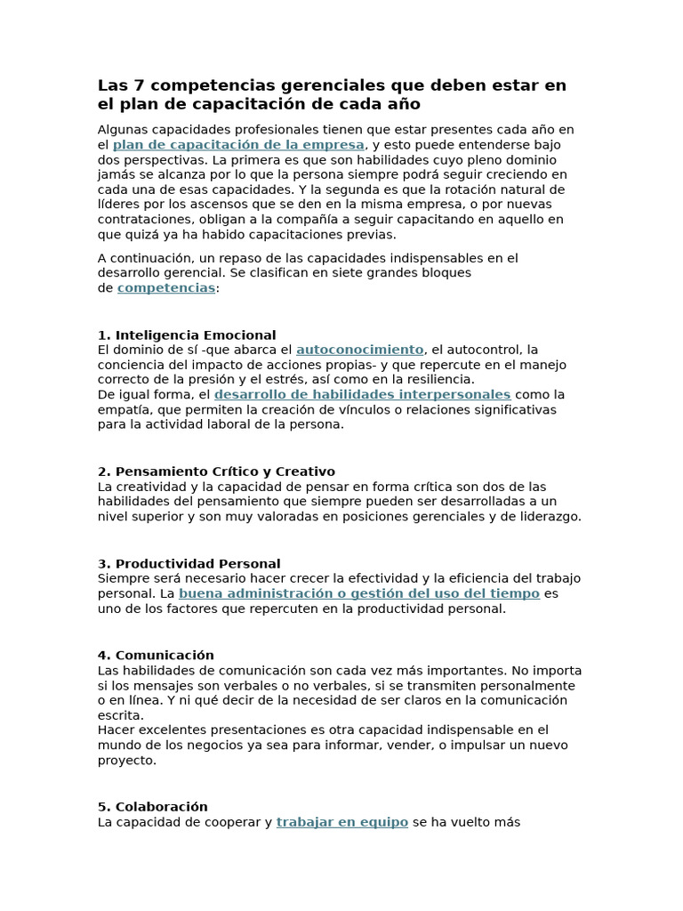 Las 7 Competencias Gerenciales Que Deben Estar en El Plan de ...
