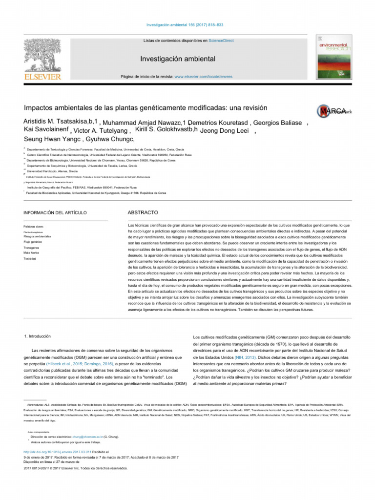 Environmental Impacts of Genetically Modified Plants | PDF | Organismo ...