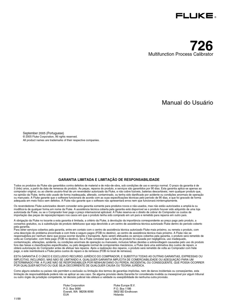 Manual do Calibrador de Processos 726 | PDF | Calibração | Rede elétrica