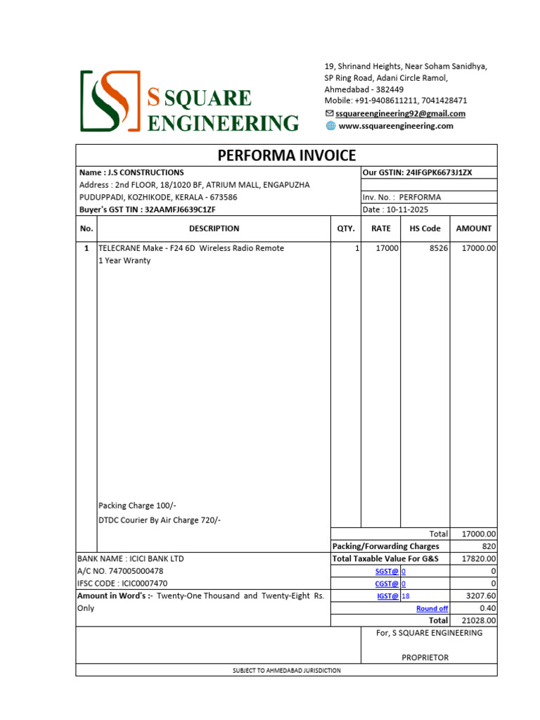 Performa J.S Constructions - Radio RRC f24-6d.-1 | PDF | Sales | Public ...