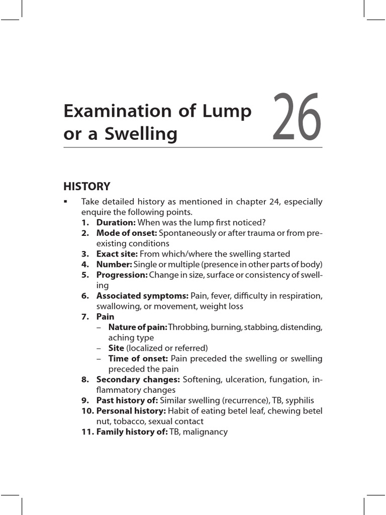 Comprehensive Guide to Lump Examination | PDF | Edema | Pulse