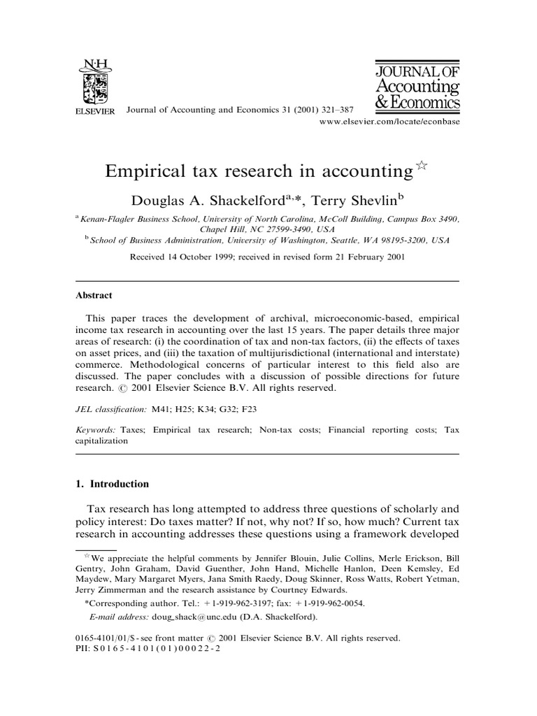Empirical Tax Research in Accounting | PDF | Taxes | Tax Deduction