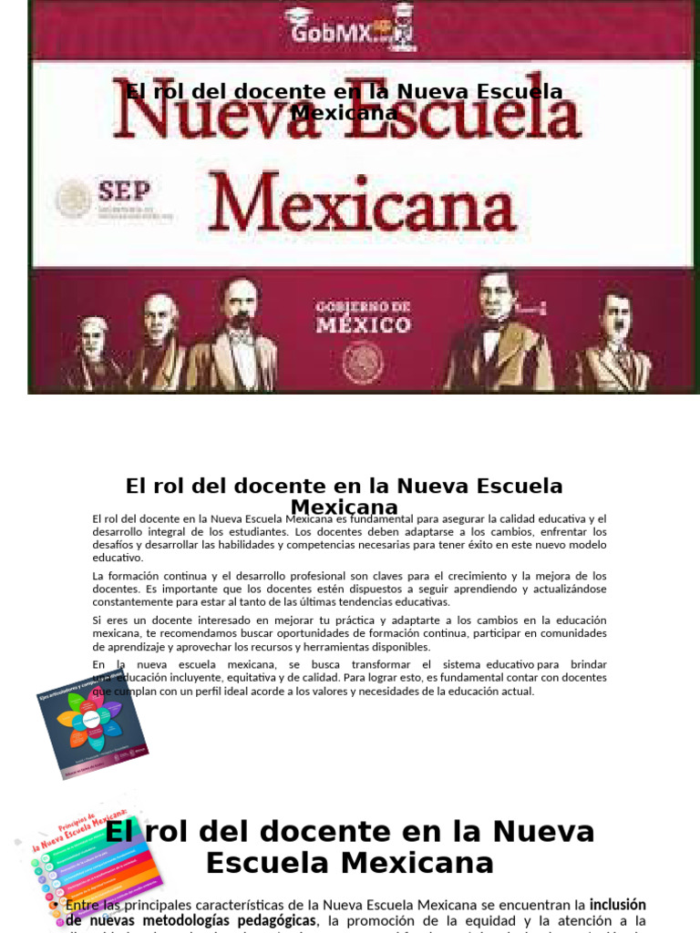 Rol del Docente en la Nueva Escuela Mexicana | PDF | Enseñando ...