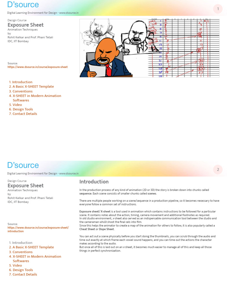 Animation Exposure Sheet Guide | PDF | Animation | 3 D Computer Graphics