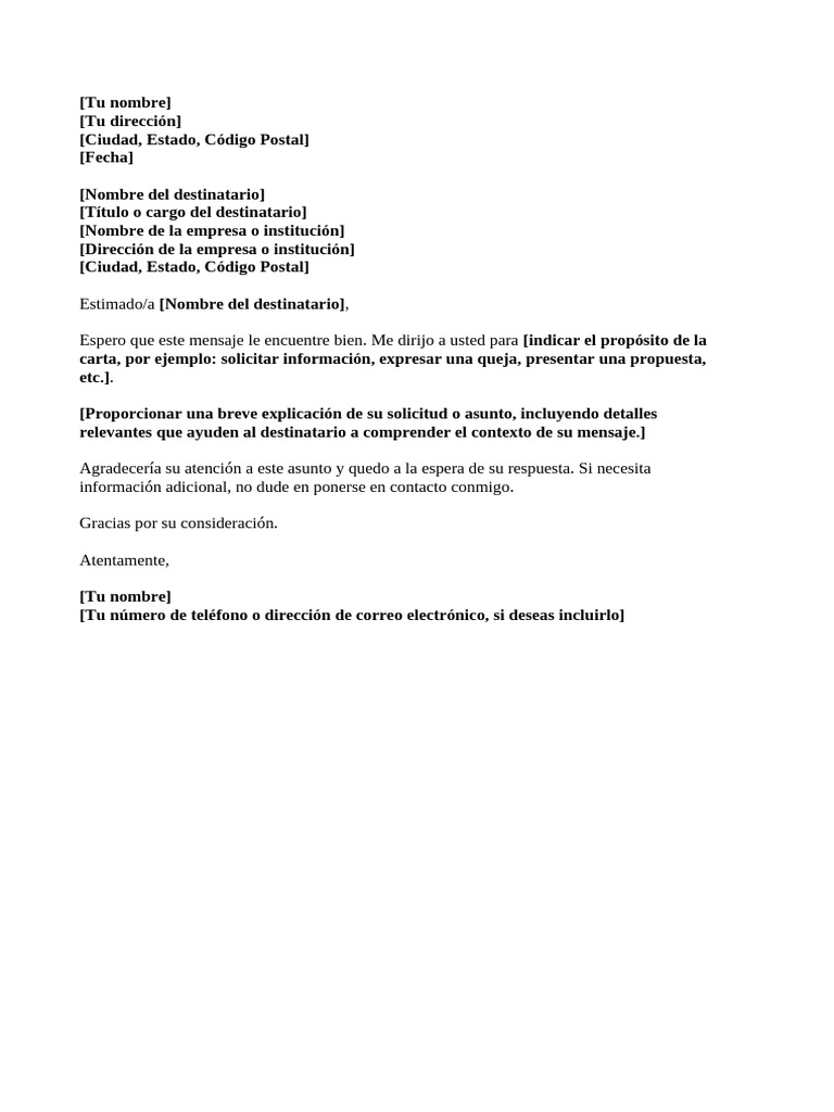Ejemplo de carta formal en Word | PDF