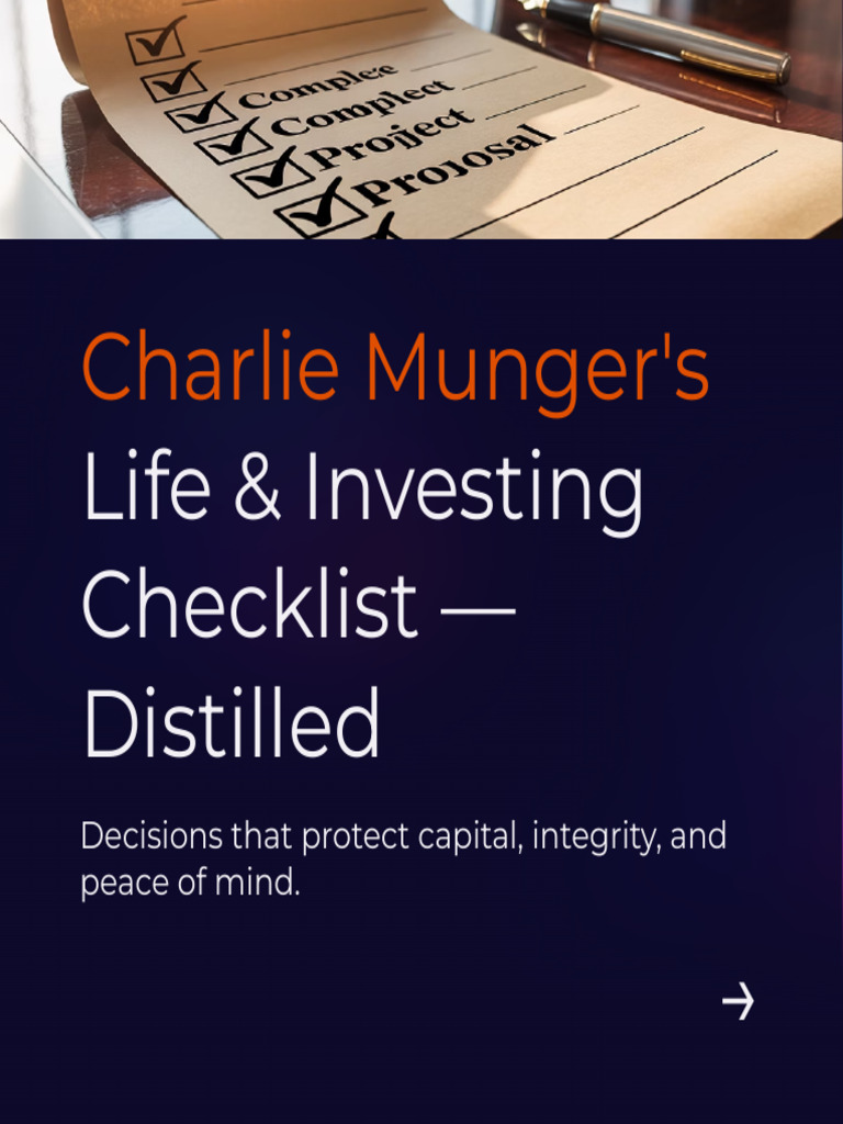 Charlie Mungers Life and Investing Checklist Distilled | PDF | Risk