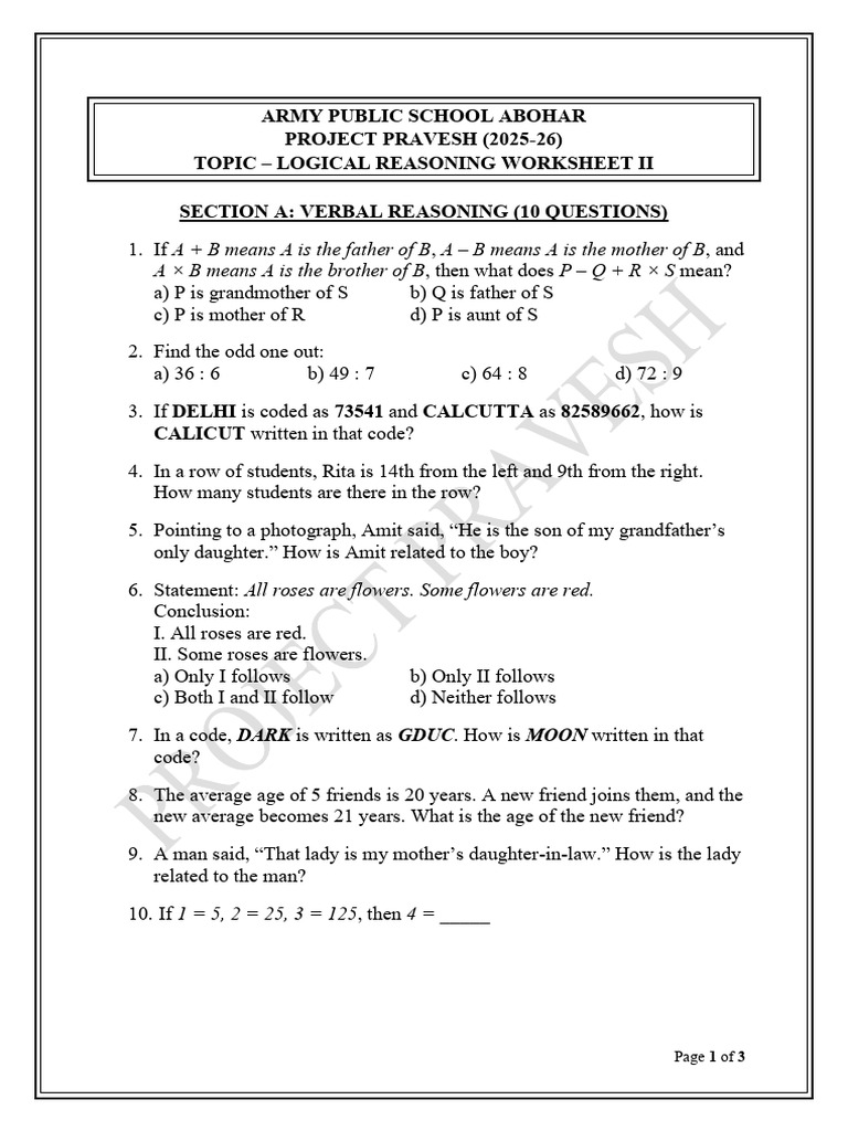 Logical Reasoning Worksheet II | PDF | Chess Theory | Chess