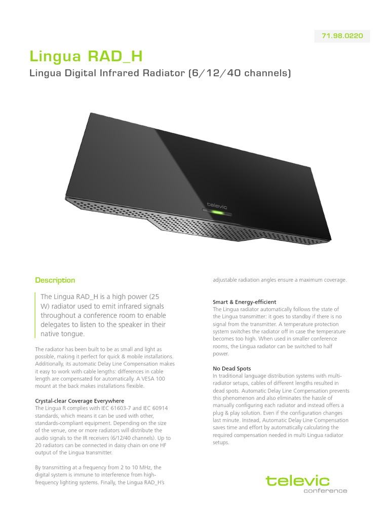 Lingua RAD_H Digital Infrared Radiator | PDF | Infrared | Electrical ...
