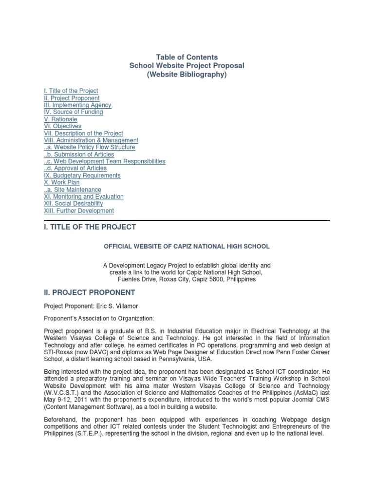 Capiz National High School Website Proposal | PDF | Websites | Tag ...