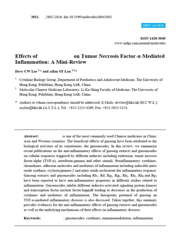 1 Effects of Panax Ginseng On Tumor Necrosis Factor-ALPHA | PDF ...