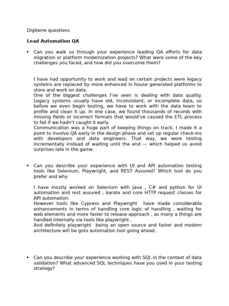 Lead QA Automation Experience Overview | PDF | Systems Engineering ...