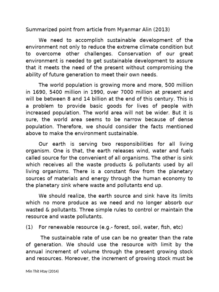 We Need To Make Sustainable Development of The Environment Not Only To ...