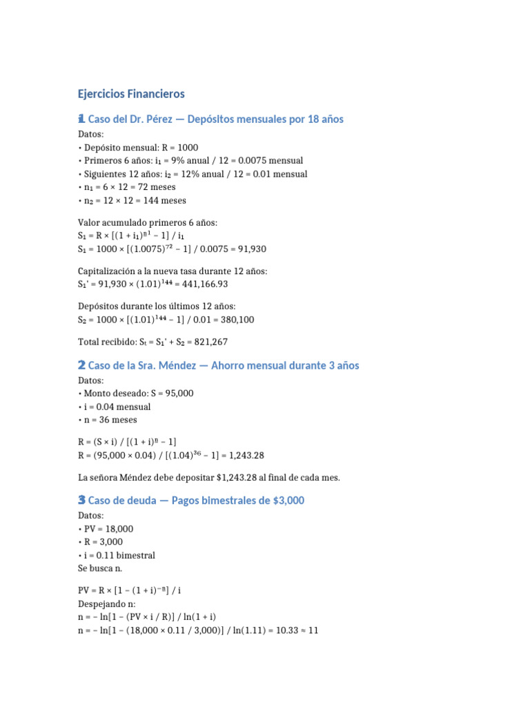 Ejercicios de Ahorro y Deuda Financiera | PDF