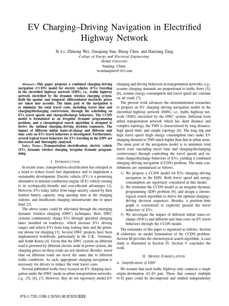 EV Charging Navigation Model for Highways | PDF | Electric Vehicle