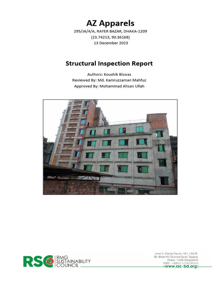 AZ Apparels Structural Inspection Report | PDF | Beam (Structure ...