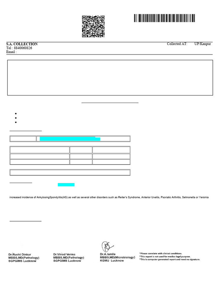 Labreportnew - 2025-01-30T172953.465 | PDF | Human Leukocyte Antigen ...