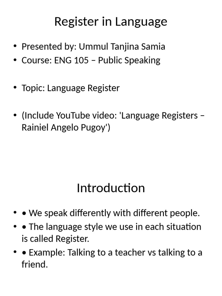 Understanding Language Register Types | PDF