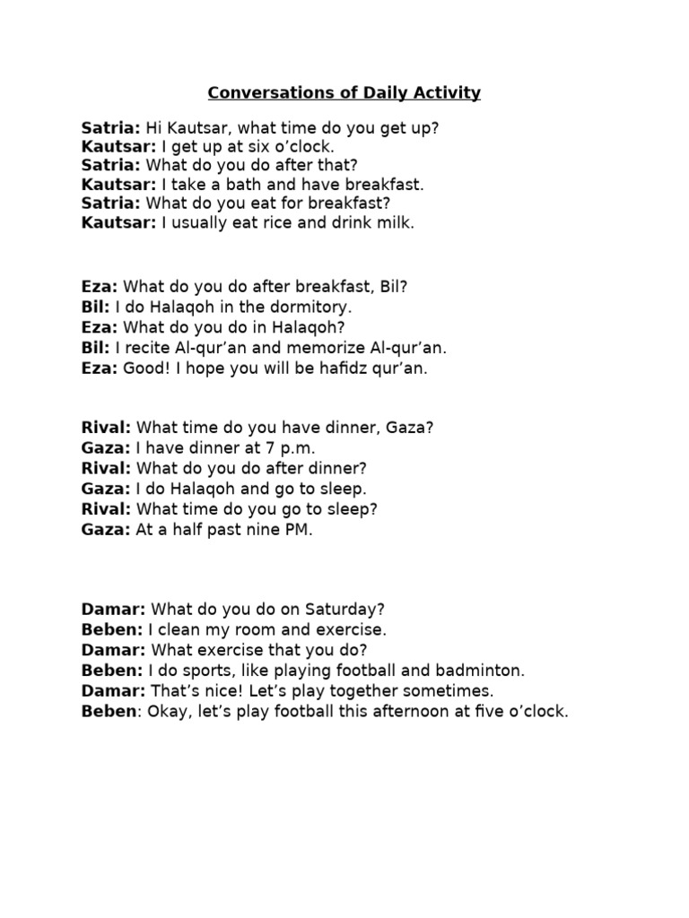 Conversations of Daily Activity | PDF