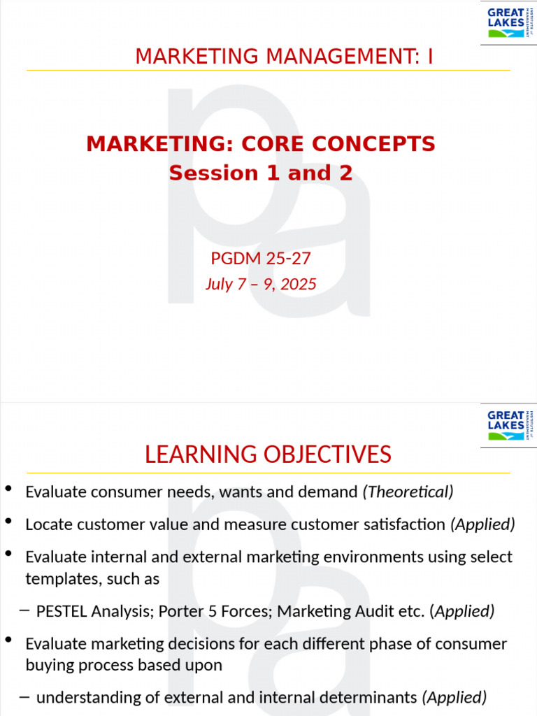Marketing Management Core Concepts Overview | PDF | Marketing | Brand